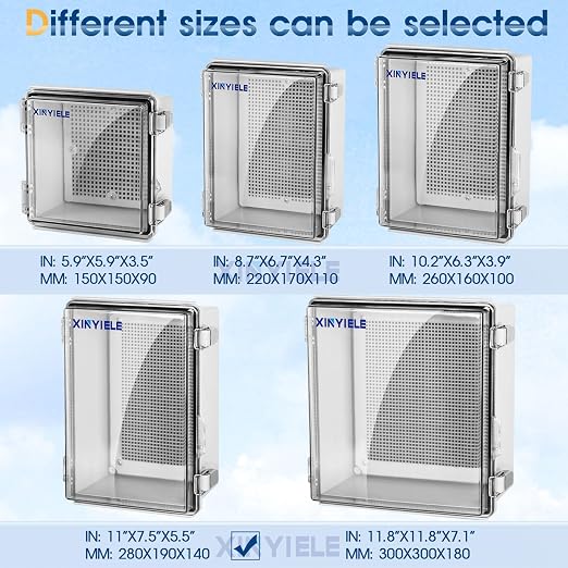 Waterproof Outdoor Project ABS Plastic Junction Box IP67 Weatherproof Dustproof Enclosure with Hinged Cover, Mounting Plate,Wall Brackets for Power Project (Clear, 11"x7.5"x5.5")
