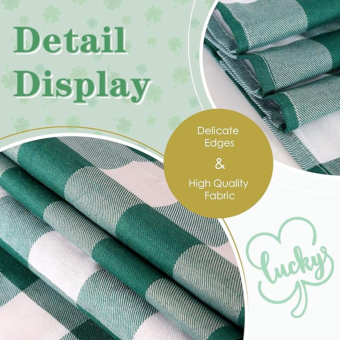 B-COOL Plaid Tablecloth Green White Easter St Patricks Day Checker Table Cloth Buffalo Rectangle Desk Cloth for Party Festival Indoor Outdoor Picnic Dinner Decor 56x120 Inch