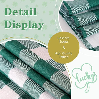 B-COOL Plaid Tablecloth Green White Easter St Patricks Day Checker Table Cloth Buffalo Rectangle Desk Cloth for Party Festival Indoor Outdoor Picnic Dinner Decor 56x120 Inch