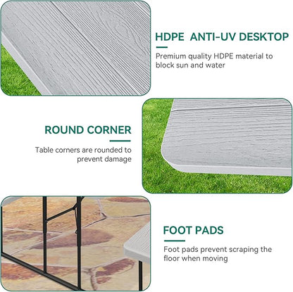YITAHOME Heavy Duty Picnic Table Outdoor Picnic Table and Bench with Weatherproof Resin Tabletop & Stable Steel Frame for Yard Patio Lawn Party White
