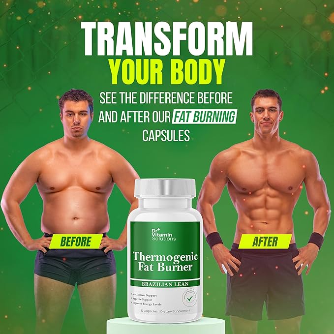 Thermogenic Fat Burner for Women and Men, 120 Count (4 Month Supply) - Appetite Suppressant for Weight Loss, Belly Fat Burner with Green Tea, Energy and Metabolism Booster, Non-GMO - Dr Vitamin