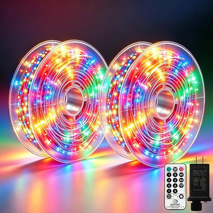 2 Pack 450 LED Fairy Lights Plug in 2 x 88FT Total 176FT Silver Wire Twinkle String Light with Remote Timer Dimmable Waterproof Copper Wire Lights for Bedroom Patio Garden Tree Wedding Christmas Decor