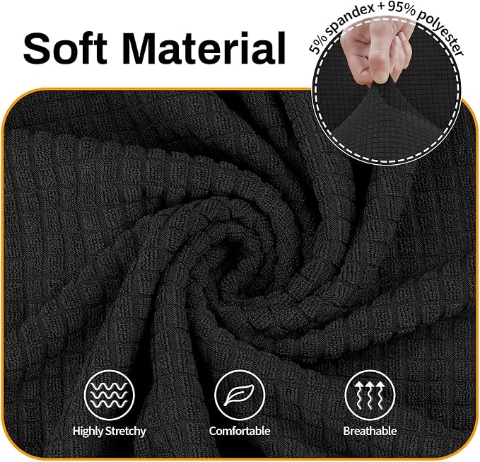 Asnomy Stretch Couch Covers Washable,loveseat Cover Slipcovers,Black | 1-Piece Sofa Cover(55"-78") loveseat cover Furniture Protector Soft Jacquard,Non-Slip Elastic Bottom for Dogs & Kids