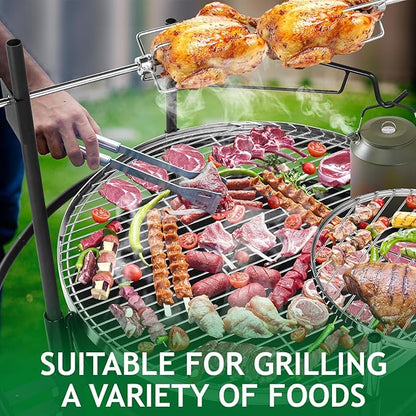 Outdoor Round Barbecue Grill,Commercial Portable Charcoal Grills,Large Metal Charcoal Portable Barbecue Grill,Camping Smoker BBQ Grill,with Legs,for Picnic, Garden, Patio, Backyard (Black)