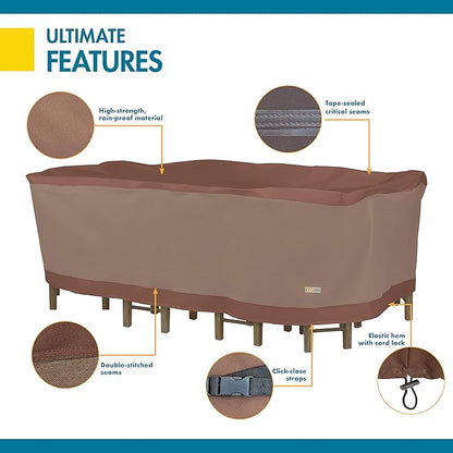 DUCKCOVERS Ultimate Waterproof 127 Inch Rectangular/Oval Patio Table with Chairs Cover
