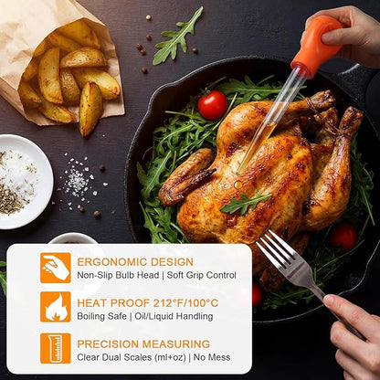 Boao 14 Pcs Heat-resistant Turkey Baster Cooking Set Includes 8 Pcs 11 Inch Large Syringe Turkey Baster, 2 Basting Brush, 4 Cleaning Brush, Meat, Food Injector for Poultry, Beef,Chicken(Classic Color)