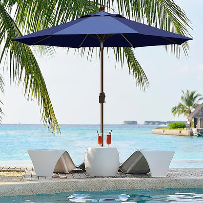 EliteShade USA 10-Year-Non-Fading 9Ft Market Patio Umbrella, UPF 50+ UV Protection Performance Sun Umbrella, Heavy Duty Commercial Grade Outdoor Table Umbrella with Crank & Tilt, Windproof Vented Top for Garden, Pool, Deck and Outdoor Playsets, Navy Blue