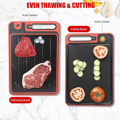 Grilling Prep and Serve Trays, Set of 3 Stackable Stainless Steel BBQ Trays with Cutting Board, Deep Marinating Container, Serving Platter for Plating Food, BBQ Prep Tub for Marinating Meats