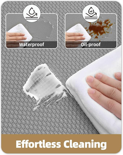 Color&Geometry Anti Fatigue Cushion Padded Kitchen Mat for Floor - 17x29+17x59,Easy Clean, Waterproof & Oil Proof, Anti Slip, Foam Rubber Runner Rug for Front Sink Comfort Standing, Grey Set of 2