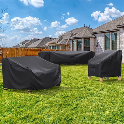 Waterproof Outdoor Patio Furniture Covers 111"L×74"W×28"H Black | Rain, Dust & UV Protection; Heavy-duty Oxford Resists Tears & Fading; Keeps Dining Tables & Chair Sets Dry on Patio & Deck