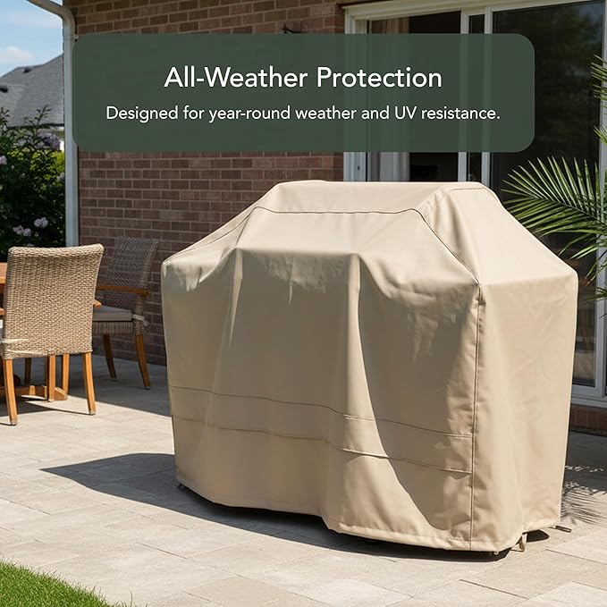 Covermates Island Grill Cover - Rip-Resistant Water-Resistant All-Weather Outdoor BBQ Cover with Mesh Vents, Heavy-Duty 600D Polyester Protection for Large Island Grills, 98 Inch, Ripstop Tan