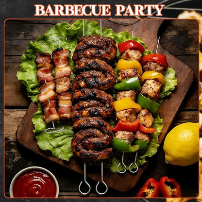 36 Pack 16.3in/14in/3.9in Stainless Steel Kabob Skewer for Grilling, Bacon Skewers, Metal Barbecue Skewers, Large and Mini BBQ Sticks for Baking, Camping, Family Gatherings