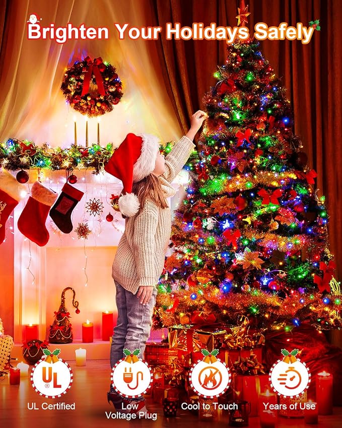 Multicolor Christmas Lights Outdoor Total 710FT 1800 LED, Extra Long Outdoor String Lights Waterproof, Timer & Memory, 8 Modes Dimmable Plug in Fairy for Outside Tree Wedding Patry