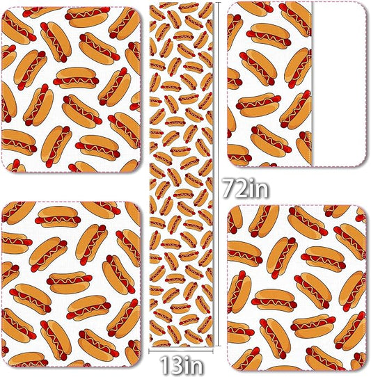 Vohado Hot Dog Table Runner Hot Dog Birthday Party Decoration Sausage Food BBQ Dining Room Home Kitchen Island Decor