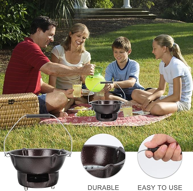 IMIKEYA Portable Charcoal Stove Barbecue Grill Outdoor Camping Supplies Coffee Color Cast Iron Heating Tea Stove