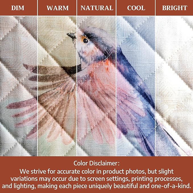 Maison d' Hermine Pot Holders 100% Cotton Heat Resistant Potholders 8" x 8" Hot Pads with Loop BBQ Cooking Baking Hotel Farmhouse Kitchen Handling Hot Pans Spring Summer (Pack of 2, Flying Birds)