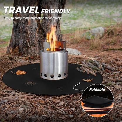19.5" Fire Pit Mat for Solo Stove Mesa - Round Under Grill Mat | Tabletop,Fireproof,Oil & Waterproof,Portable,Easy to Clean,Outdoor Patio Deck Protection,Fireplace,Camping Stove Fire Mat