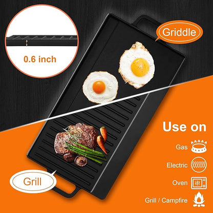 30 Inch Bulit-In Gas Cooktop with Griddle, 5 Italy SABAF Powerful Burners Over 92% High Efficiency, Max 48300BTU Gas Stove Top, 304 Stainless Steel Panel, NG/LPG Convertible, CSA Certified