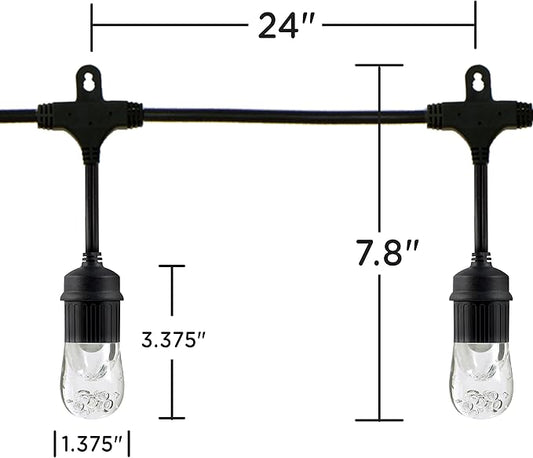 Enbrighten Classic Warm White String Lights, 36ft Black Cord, 18 Shatterproof Acrylic Bulbs, Weatherproof, Outdoor String Lights, 33171