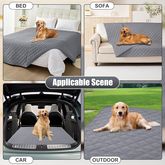 Smiry Waterproof Reversible Pet Couch Covers for Dogs | Pet Friendly, Soft Fabric, Washable Sofa Furniture Protector for Dogs Cat Kids, Checkered (40"x80", Grey/Grey)
