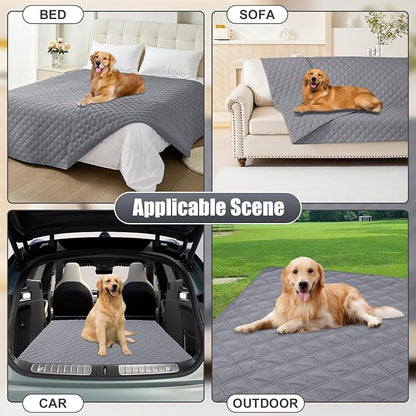 Smiry Waterproof Reversible Pet Couch Covers for Dogs | Pet Friendly, Soft Fabric, Washable Sofa Furniture Protector for Dogs Cat Kids, Checkered (40"x80", Grey/Grey)
