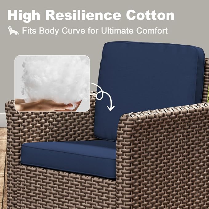 Patio Wicker Chairs with Set of 2 & Sofa | High Back All Weather PE Wicker Outdoor Chairs with Water-Resistant Cushions for Garden, Deck, Porch, Backyard, Balcony