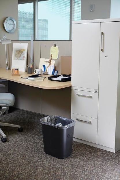 Rubbermaid Commercial Products Resin Wastebasket/Trash Can, 7-Gallon/28-Quart, Gray, Plastic, for Bedroom/Bathroom/Office, Fits Under Desk/Sink/Cabinet