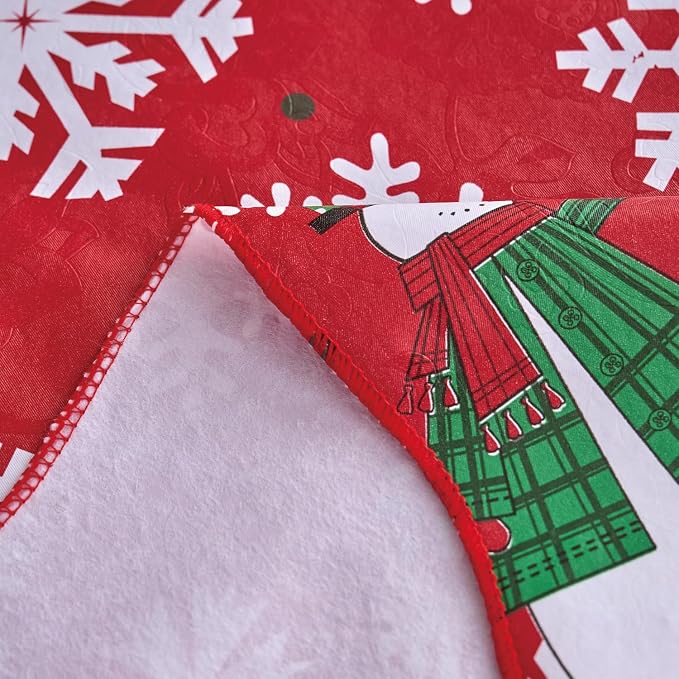 NLMUVW Vinyl Christmas Tablecloth with Flannel Backing 100% Waterproof Rectangle Red PVC Table Cloth Wipe Clean Table Cover for Dining Party Outdoor, Snowflake, 60 X 102 Inch
