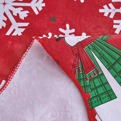 NLMUVW Vinyl Christmas Tablecloth with Flannel Backing 100% Waterproof Rectangle Red PVC Table Cloth Wipe Clean Table Cover for Dining Party Outdoor, Snowflake, 60 X 102 Inch