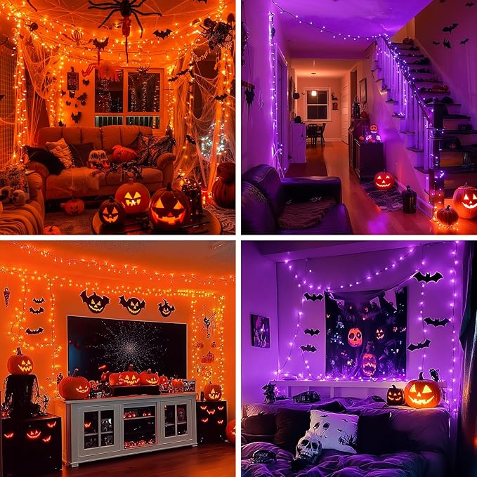 JMEXSUSS 500 LED Halloween Lights Outdoor Orange and Purple with Remote | 173ft Color Changing Halloween String Lights, Waterproof Christmas Tree Lights Plug in for Yard Tree Indoor Decor