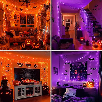 JMEXSUSS 500 LED Halloween Lights Outdoor Orange and Purple with Remote | 173ft Color Changing Halloween String Lights, Waterproof Christmas Tree Lights Plug in for Yard Tree Indoor Decor