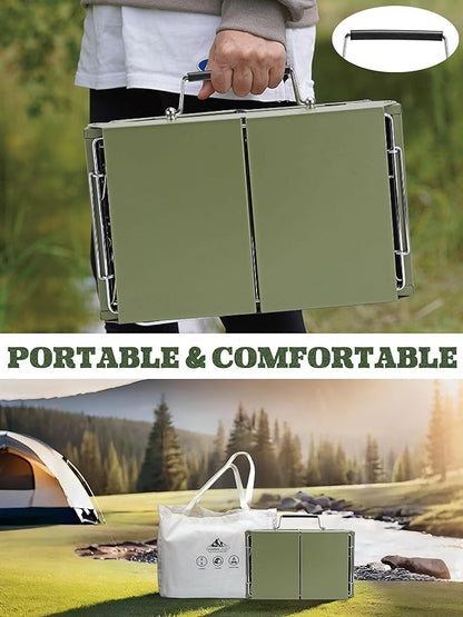Charmline 14 x 9 inches Portable Charcoal BBQ Grill, Foldable Compact Camping Barbecue for 1–3 People, Ideal for Garden, Beach, Picnic & Tabletop Use, Green