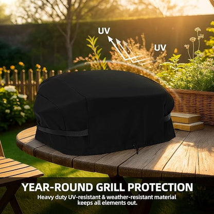 Grill Cover for Megamaster Tabletop Grill 820-0065C, Waterproof, Cover Only | UV Resistant, Windproof Drawstring & Strap, Propane Tank Can Also Be Covered, Outdoor Gas Grill Accessories, Patio BBQ Shield