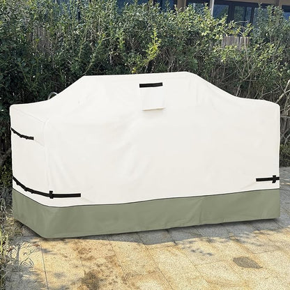 86 Inch Island Grill Cover - 600D Heavy Duty Waterproof All Weather Protection Outdoor Cover,Beige&Grayish Green