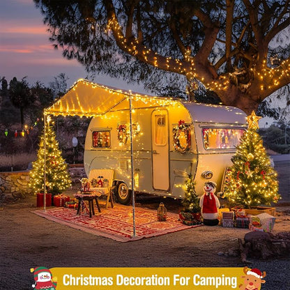 JMEXSUSS 400 LED Warm White Christmas Lights Outdoor | 132ft Christmas Tree Lights with Remote, 8 Modes Indoor String Light for Xmas Tree Garden Porch Yard House Holiday Decor
