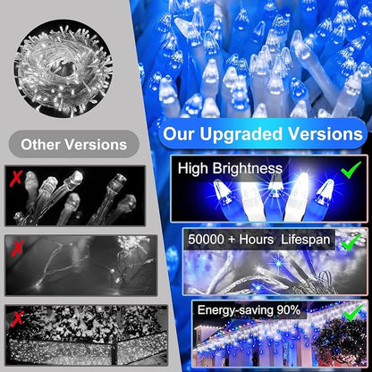 810 LED 82FT Christmas Lights Outdoor, 180Drops Icicle Lights with 12 Modes | Blue and White Icicle String Lights with Timer and Dimming for Eaves, Porches, Windows and Outdoor Displays