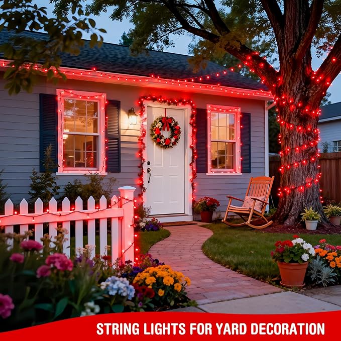 JMEXSUSS 250 LED Red Valentines Day Lights Indoor Outdoor Waterproof with 8 Modes, 91.5ft Expandable Red Christmas String Lights for Bedroom Tree Patio Garden Party Holiday Decorations