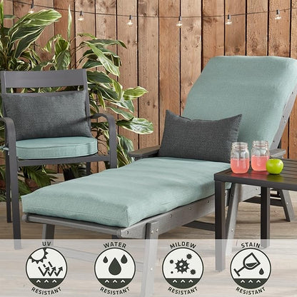 Greendale Home Fashions Outdoor Reversible Chaise Lounge Chair Cushion, Seafoam