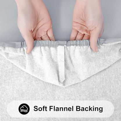 Smiry Rectangle Tablecloth, Elastic Fitted Flannel Backed Vinyl Tablecloths for 4ft Folding Tables, Waterproof Wipeable Table Covers for Indoor, Outdoor, Picnic and Camping (Light Grey, 24"x48")