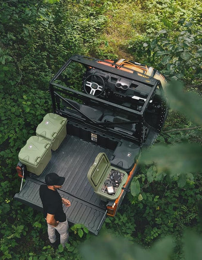 KEMIMOTO UTV Bed Storage Box 5.5GAL Compatible with Polaris Ranger General | 21L Green Bed Toolbox,Low-Density Polyethylene Cargo Box, Compatible with Ranger 1000/XP 900 570 500 2016-2026