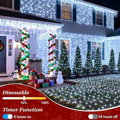 Christmas Tree String Lights Green Wire 75FT 300 LED Cool White | Dimmable, 12 Light Styles, Memory Timer, Waterproof, 29V Safe Low Voltage, Diamond-Faceted LED, Energy Efficiency