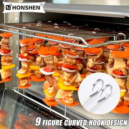 24 Pack Flat Stainless Skewers, HONSHEN 10 inch Barbecue Needle,BBQ Shish Kebab Kabob Grill Skewers (10 INCH Flat BBQ 24P)