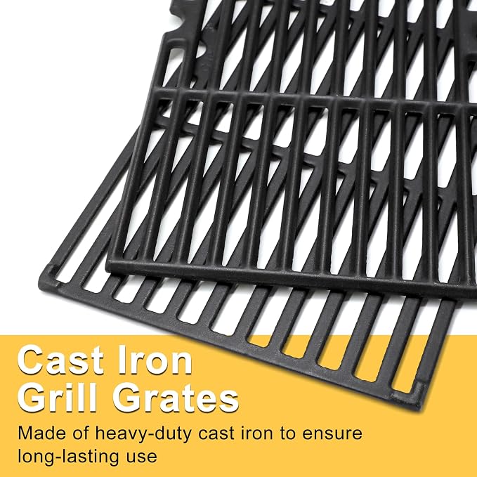 Grill Replacement Parts for Nexgrill 2 Burner 720-0864, 720-0864M, Cast Iron Grill Grates, Heat Plates, Burners and Igniters Kit for Nexgrill Parts 2 Burner