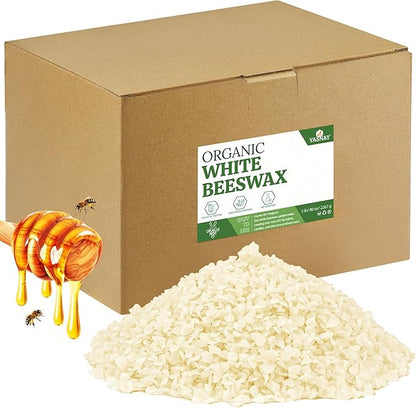 YASNAY White Beeswax Pellets 5LB, Organic Beeswax, Beeswax for Candle Making, Body, Skin Care DIY, Lip Balm and Soap Making Supplies