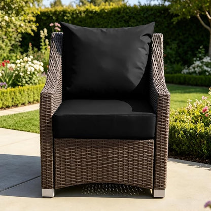 Patio Cushions for Outdoor Furniture, 24x24 Outdoor Couch Cushions, Waterproof & Fade-Resistant Patio Chair Cushions with Removable Cover, Replacement Outdoor Deep Seat Cushion, Black (Set of 1)