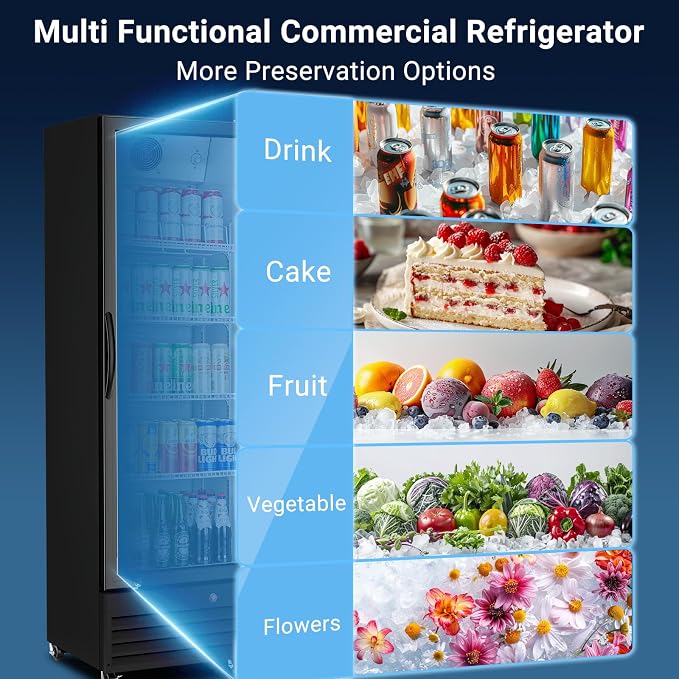 BODEGA BODEGACOOLER 9 Cu.Ft Commercial Beverage Refrigerator with Glass Door,Display Drink Refrigerators fridge for Beer Display Drink Cooler Rapid Cooling & Quiet for Bar Restaurant Office Store Use