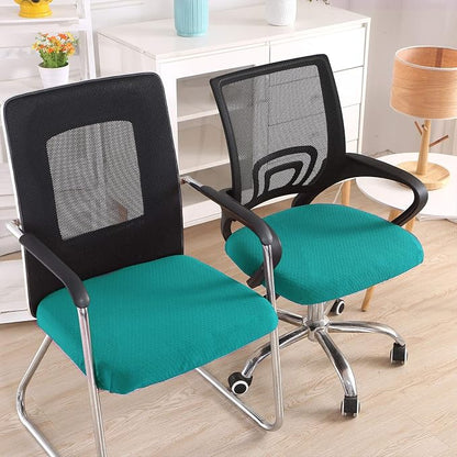 Smiry Office Computer Chair Seat Covers for Desk, Anti-dust Protector | Stretch Jacquard Removable Washable Desk Chair Seat Cushion Protectors, Peacock Green