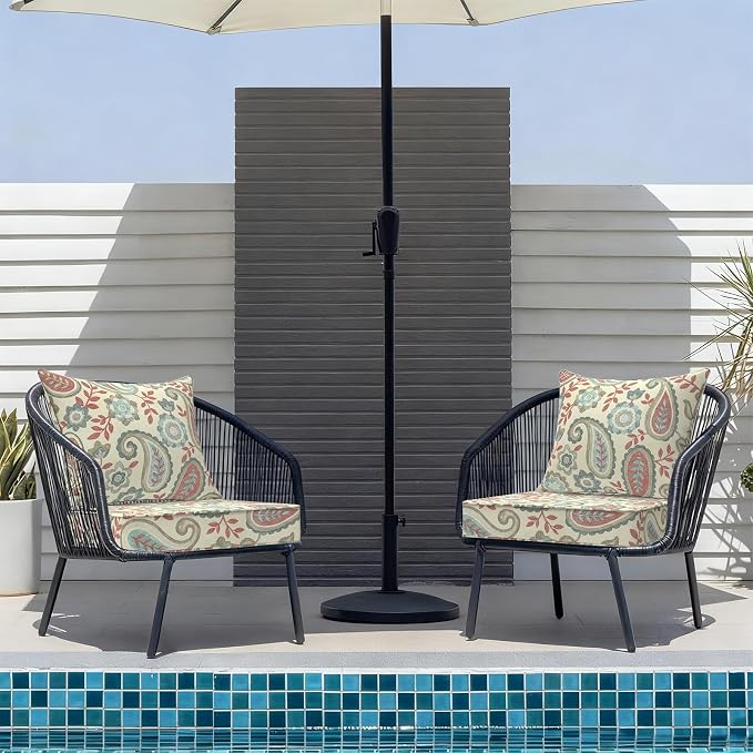 DYTXIII Outdoor Deep Seat Cushion Set, Water Repellent 22"x22" Patio Thick Cushions Replacement with Seat & Back Pillow for Patio Sofa, Wicker Chair, Couch - Paisley Vintage