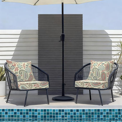 DYTXIII Outdoor Deep Seat Cushion Set, Water Repellent 22"x22" Patio Thick Cushions Replacement with Seat & Back Pillow for Patio Sofa, Wicker Chair, Couch - Paisley Vintage