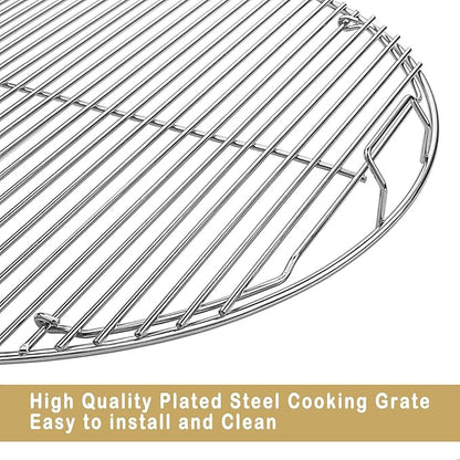 Uniflasy 7436 Upper Cooking Grate, 85041 Lower Grate, 63014 Charcoal Grate for Weber Charcoal Grill 22 Inch Smokey Mountain Cooker, 22" Charcoal Smoker Parts, 2 Cooking Grate and 1 Charcoal Grate